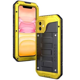 For iPhone 11 Dustproof Shockproof Waterproof Silicone + Metal Protective Case(Yellow)