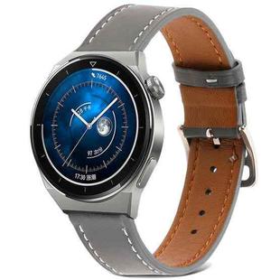 For Samsung Galaxy Watch4 20mm Plain Weave Genuine Leather Watch Band(Grey)
