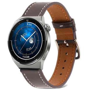 For Samsung Galaxy Watch4 20mm Plain Weave Genuine Leather Watch Band(Coffee)
