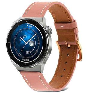 For Samsung Galaxy Watch4 20mm Plain Weave Genuine Leather Watch Band(Dark Pink)