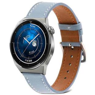 For Samsung Galaxy Watch4 20mm Plain Weave Genuine Leather Watch Band(Sky Blue)