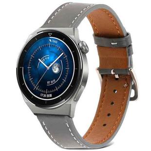 For Huawei Watch GT 3 Pro 22mm Plain Weave Genuine Leather Watch Band(Grey)