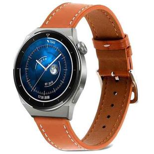 For Huawei Watch GT 3 Pro 22mm Plain Weave Genuine Leather Watch Band(Brown)