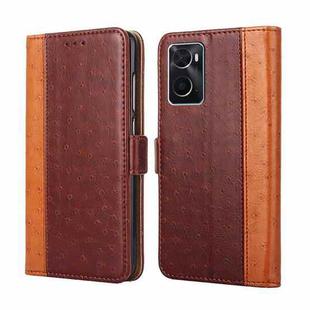 For OPPO A36 4G / A76 4G Global Ostrich Texture Flip Leather Case(Brown)