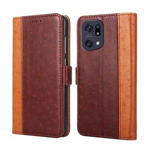 For OPPO Find X5 Pro Ostrich Texture Flip Leather Case(Brown)
