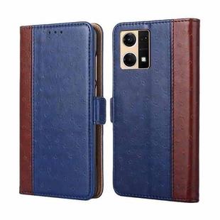 For OPPO Reno7 4G / F21 Pro 4G Ostrich Texture Flip Leather Case(Blue)