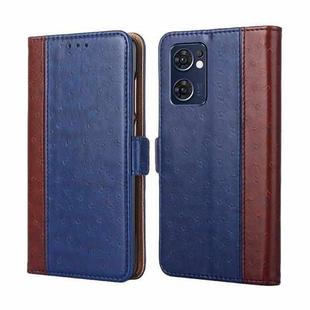 For OPPO Reno7 5G Global / Find X5 Lite Ostrich Texture Flip Leather Case(Blue)