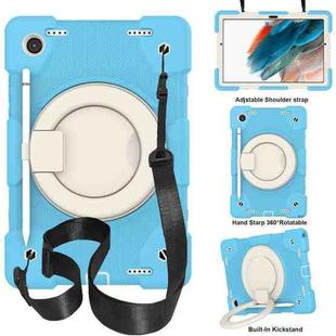 For Samsung Galaxy Tab A8 10.5 2021 Silicone + PC Full Body Protection Tablet Case With Holder & Strap(Sky Blue)
