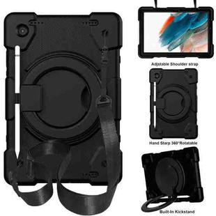 For Samsung Galaxy Tab A8 10.5 2021 Silicone + PC Full Body Protection Tablet Case With Holder & Strap(Black)