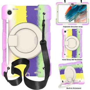 For Samsung Galaxy Tab A8 10.5 2021 Silicone + PC Full Body Protection Tablet Case With Holder & Strap(Colorful Purple)