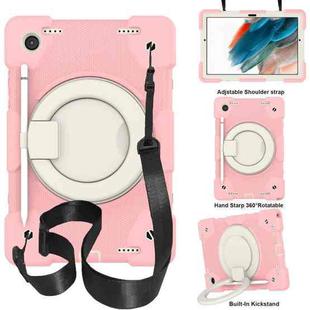 For Samsung Galaxy Tab A8 10.5 2021 Silicone + PC Full Body Protection Tablet Case With Holder & Strap(Pink)