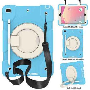 For iPad 10.2 2019/10.2 2020/10.2 2021 Silicone + PC Full Body Protection Tablet Case With Holder & Strap(Sky Blue)