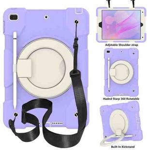 For iPad 10.2 2019/10.2 2020/10.2 2021 Silicone + PC Full Body Protection Tablet Case With Holder & Strap(Purple)