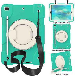 For iPad 10.2 2019/10.2 2020/10.2 2021 Silicone + PC Full Body Protection Tablet Case With Holder & Strap(Mint Green)