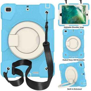 For iPad 9.7 2018 Silicone + PC Full Body Protection Tablet Case With Holder & Strap(Sky Blue)