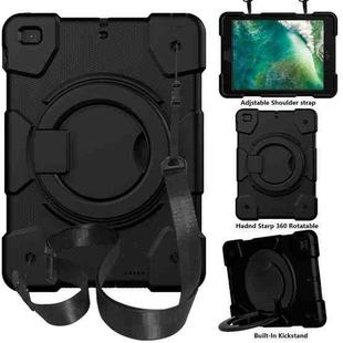 For iPad 9.7 2018 Silicone + PC Full Body Protection Tablet Case With Holder & Strap(Black)
