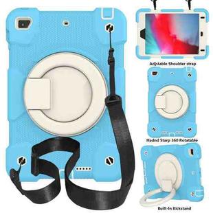 For iPad mini 4 2015/mini 2019 Silicone + PC Full Body Protection Tablet Case With Holder & Strap(Sky Blue)