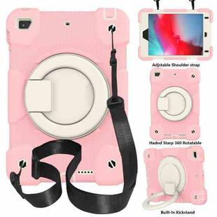 For iPad mini 4 2015/mini 2019 Silicone + PC Full Body Protection Tablet Case With Holder & Strap(Pink)