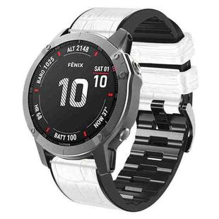 For Garmin Fenix 7/6 Pro/5 Plus 22mm Crocodile Texture Silicone Leather Watch Band(White)