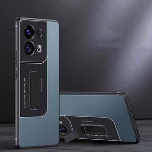 For OPPO Reno8 Pro Frosted Holder Phone Case(Sea Blue Grey)