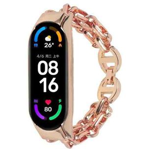 For Xiaomi Mi Band 4 / 3 Metal Chain Stainless Steel Watch Band(Rose Gold)