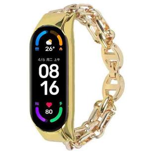 For Xiaomi Mi Band 6 / 5 Metal Chain Stainless Steel Watch Band(Gold)