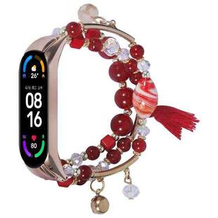 For Xiaomi Mi Band 4 / 3 Round Bead Chain Watch Band(Red)
