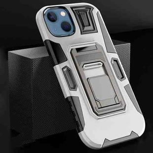 For iPhone 13 mini MechaWarrior Multifunctional Holder Phone Case (White)