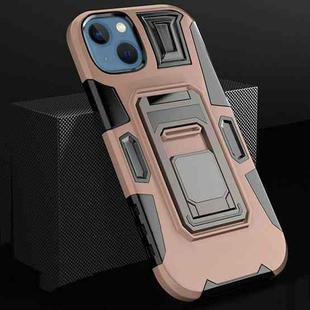 For iPhone 13 mini MechaWarrior Multifunctional Holder Phone Case (Pink)