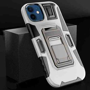 For iPhone 12 MechaWarrior Multifunctional Holder Phone Case(White)