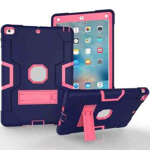For iPad 4 / 3 / 2 Silicone + PC Protective Case with Stand(Blue + Pink)