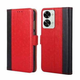 For OnePlus Nord 2T Ostrich Texture Flip Leather Phone Case(Red)