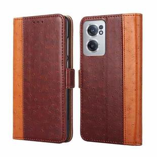 For OnePlus Nord CE 2 5G Ostrich Texture Flip Leather Phone Case(Brown)