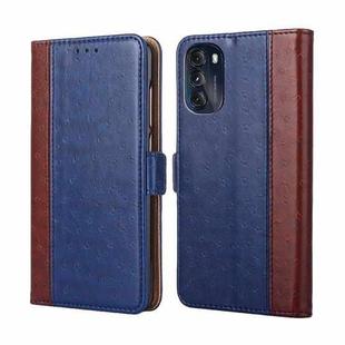 For Motorola Moto G 2022 Ostrich Texture Flip Leather Phone Case(Blue)