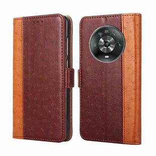 For Honor Magic4 Ostrich Texture Flip Leather Phone Case(Brown)