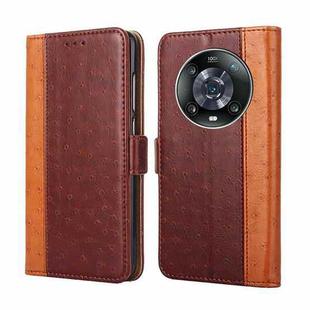 For Honor Magic4 Pro Ostrich Texture Flip Leather Phone Case(Brown)