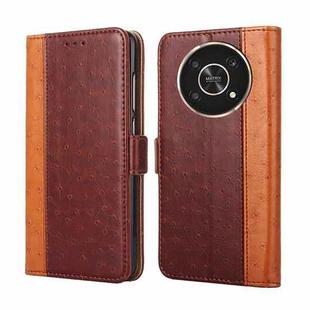 For Honor X30 Ostrich Texture Flip Leather Phone Case(Brown)