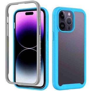 For iPhone 14 Pro Starry Sky Solid Color PC + TPU Phone Case (Light Blue)