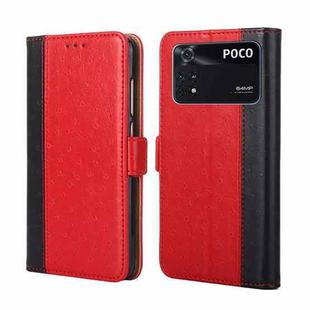 For Xiaomi Poco M4 Pro Ostrich Texture Flip Leather Phone Case(Red)