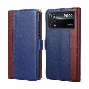 For Xiaomi Poco X4 Pro 5G Ostrich Texture Flip Leather Phone Case(Blue)