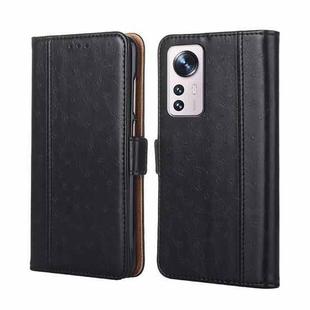 For Xiaomi 12 Pro Ostrich Texture Flip Leather Phone Case(Black)