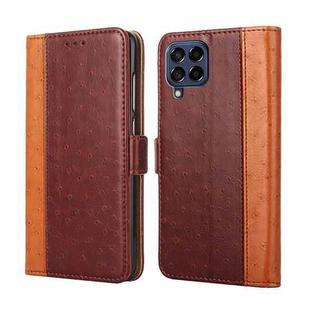 For Samsung Galaxy M53 5G Ostrich Texture Flip Leather Phone Case(Brown)
