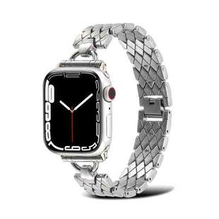 D-shaped Rhombus Metal Watch Band For Apple Watch Series 8&7 41mm / SE 2&6&SE&5&4 40mm / 3&2&1 38mm(Silver)