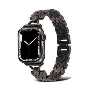 D-shaped Rhombus Metal Watch Band For Apple Watch Series 8&7 41mm / SE 2&6&SE&5&4 40mm / 3&2&1 38mm(Black)