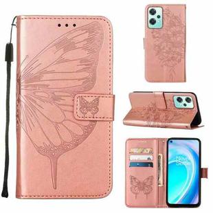 For OnePlus Nord CE 2 Lite 5G Embossed Butterfly Leather Phone Case(Rose Gold)