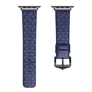 DUX DUCIS Rhombus Pattern Genuine Leather Watch Band For Apple Watch Series 8&7 41mm / SE 2&6&SE&5&4 40mm / 3&2&1 38mm(Blue)