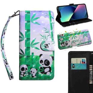 For iPhone 14 Plus 3D Painting Pattern Coloured Drawing Leather Phone Case  (Panda)
