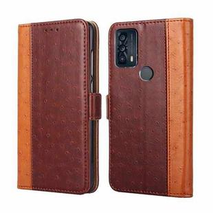 For TCL 20B 6159K Ostrich Texture Flip Leather Phone Case(Brown)