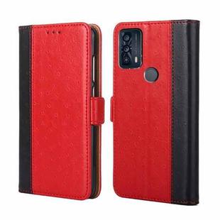 For TCL 20B 6159K Ostrich Texture Flip Leather Phone Case(Red)