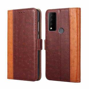 For TCL 30 V 5G T781S Ostrich Texture Flip Leather Phone Case(Brown)